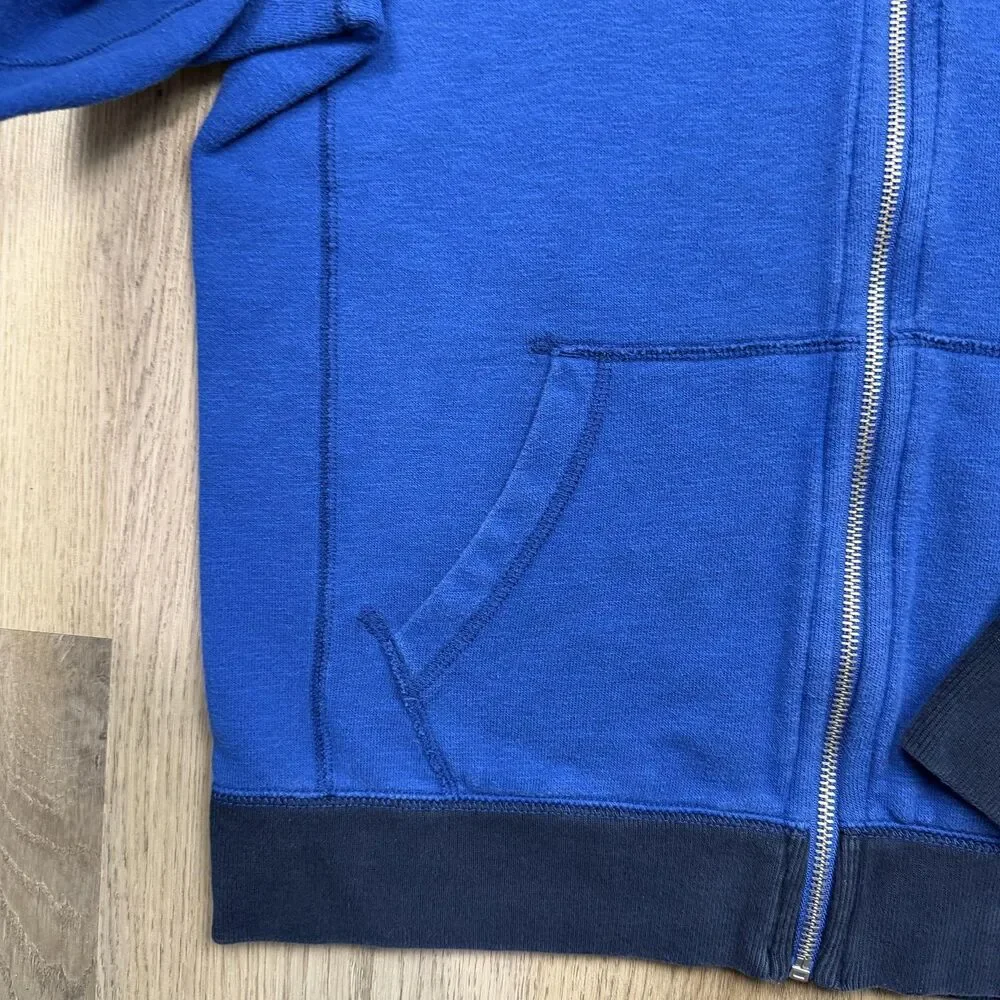 Abercrombie & Fitch Hoodie Mens Small Blue Full Zip Fleece Moose Logo Lined